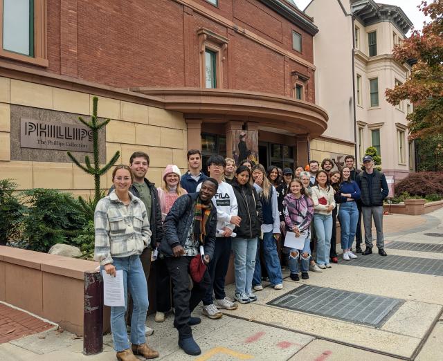 Photograph of a group of students standing outside The Phillips Collection