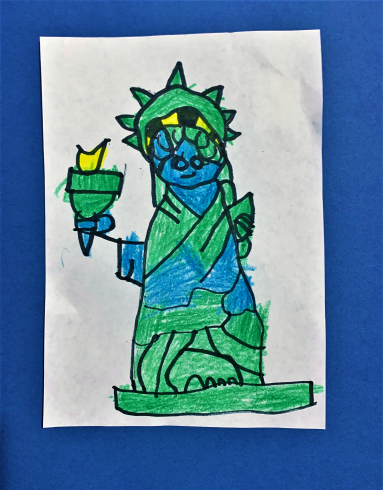 Drawing of the stature of liberty 