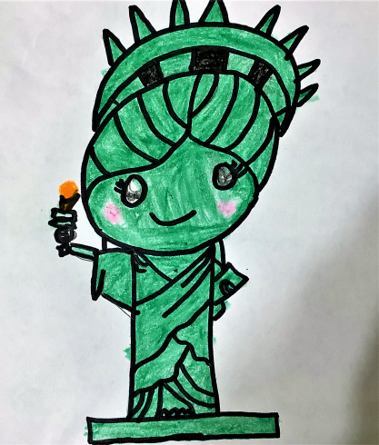 Drawing of the stature of liberty 