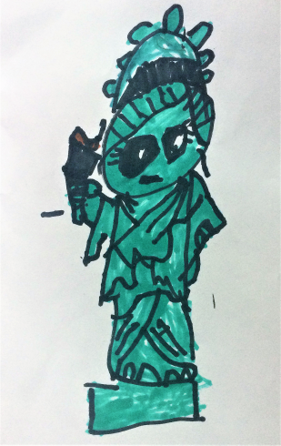 Drawing of the stature of liberty 